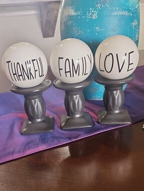 Decorative Spheres on Black Candle Holders